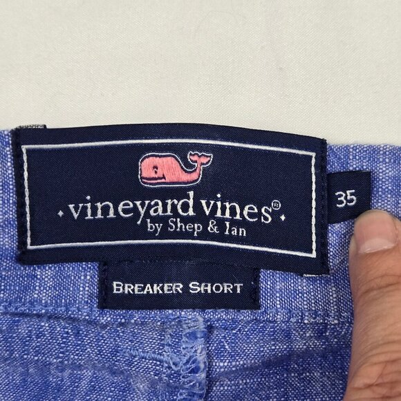 Vineyard Vines Breaker Short Size 35 Blue 100% Cotton Shorts Zip Fly Pockets - Picture 8 of 10
